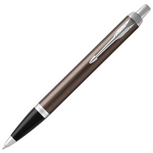 Ручка шариковая PARKER IM Core Dark Espresso CT, корпус кофейный лак, хромированные детали, синяя, 1931671