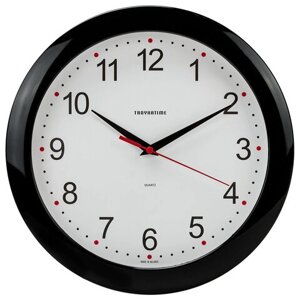 Часы настенные TROYKATIME (TROYKA) 11100112, круг, белые, черная рамка, 29х29х3,5 см