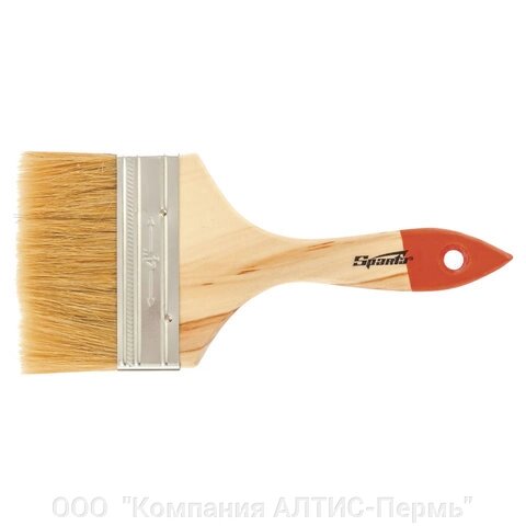 Кисть плоская 100 мм, натуральная щетина, деревянная ручка, для масляных краскок, лаков, SPARTA, 824455 - акции