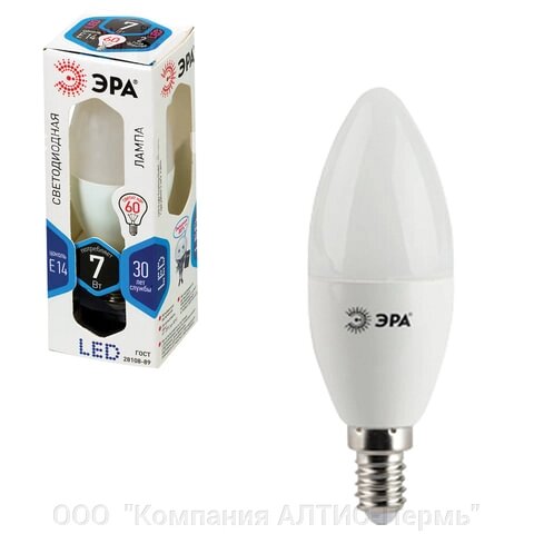 Лампа светодиодная ЭРА, 7 (60) Вт, цоколь E14, свеча, холодный белый свет, 30000 ч., LED smd. B35-7w-840-e14 - отзывы