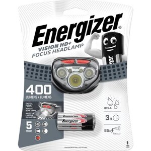 Фонарь налобный светодиодный ENERGIZER Headlight Vision HD + Focus, 5хLED, питание 3хААА (в комплекте)