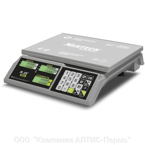 Весы торговые MERTECH M-ER 326AC-15.2 LCD (0,04-15 кг), дискретность 5 г, платформа 325x230 мм, без стойки - интернет магазин