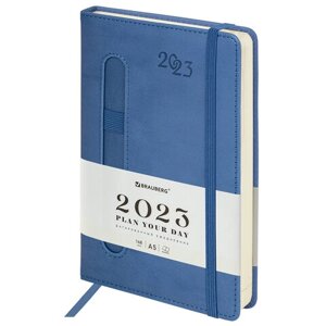 Ежедневник датированный 2023 А5 138x213 мм BRAUBERG Optimal, синий, 114152