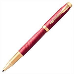 Ручка-роллер PARKER IM Premium Red GT, корпус красный лак, позолоченные детали, черная, 2143647