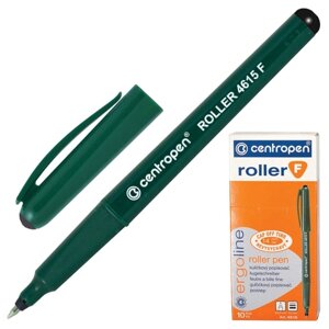 Ручка-роллер CENTROPEN, ЧЕРНАЯ, трехгранная, корпус зеленый, узел 0,5 мм, линия письма 0,3 мм, 4615