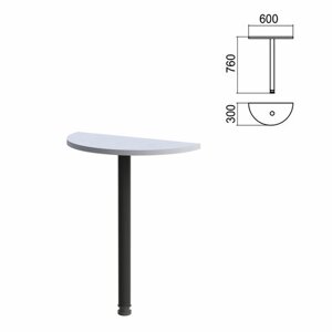 Стол приставной полукруг Арго, 600х300х760 мм, серый/опора черная (КОМПЛЕКТ)