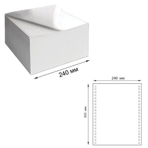 Бумага самокопирующая с перфорацией белая, 240х305 мм (12), 3-х слойная, 600 комплектов, белизна 90%, DRESCHER, 110757