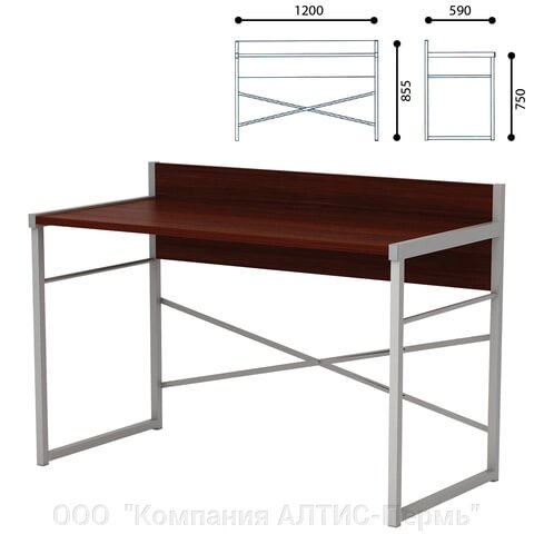Стол письменный на металлокаркасе, 1200х590х855 мм, серый каркас, ЛДСП, орех, Д-248 - Россия