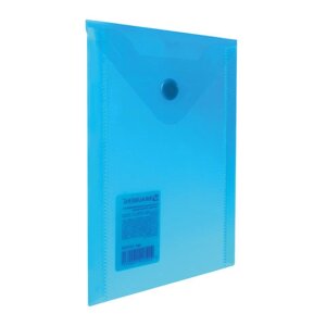 Папка-конверт с кнопкой МАЛОГО ФОРМАТА (105х148 мм), А6, синяя, 0,18 мм, BRAUBERG, 227317