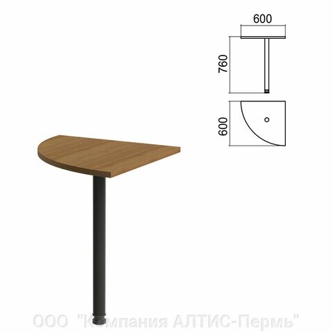 Стол приставной угловой Арго, 600х600х760 мм, орех/опора черная (КОМПЛЕКТ) - выбрать