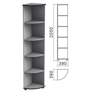 Шкаф (стеллаж) угловой Монолит, 390х390х2050 мм, 4 полки, цвет серый, УМ46.11