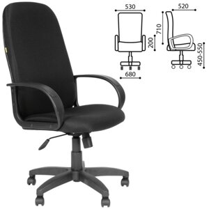 Кресло офисное СН 279, высокая спинка, с подлокотниками, черное