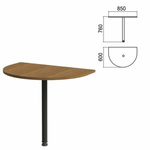 Стол приставной полукруг Арго, 850х600х760 мм, орех/опора черная (КОМПЛЕКТ)