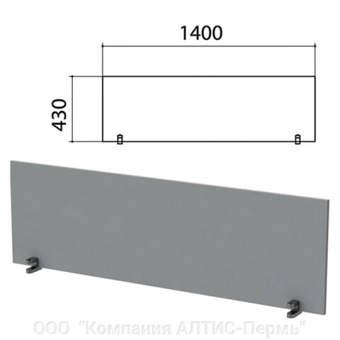 Экран-перегородка этюд, 1400х18х430 мм, серый (комплект с фурнитурой) - гарантия