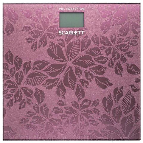 Весы напольные SCARLETT SC-217, электронные, вес до 180 кг, квадратные, стекло, розовые - Россия