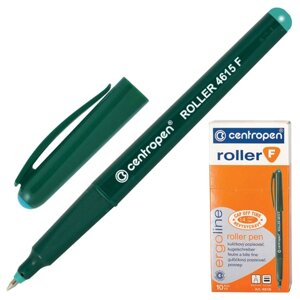 Ручка-роллер CENTROPEN, ЗЕЛЕНАЯ, трехгранная, корпус зеленый, узел 0,5 мм, линия письма 0,3 мм, 4615