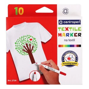 Маркеры для ткани 10 ЦВЕТОВ CENTROPEN Textile Marker, круглый наконечник, 1,8 мм, 2739/10