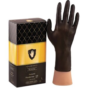 Перчатки нитриловые смотровые 50 пар (100 шт.), размер L (большой), черные, SAFE&CARE, LN 31-58