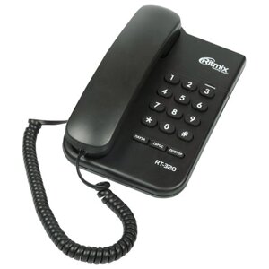 Телефон RITMIX RT-320 black, световая индикация звонка, блокировка набора ключом, черный