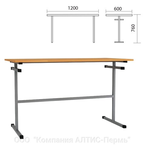 Стол для столовых 1200х600х760 мм, рост 6, серый каркас, ДСП/пластик, цвет бук - ООО  &quot;Компания АЛТИС-Пермь&quot;