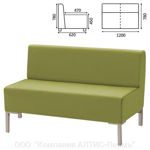 Диван мягкий двухместный Хост М-43, 1200х620х780 мм, без подлокотников, экокожа, светло-зеленый - гарантия