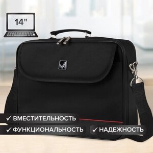 Сумка-портфель BRAUBERG с отделением для ноутбука 13-14, Profi, откидная крышка, черная, 37х28х7 см, 240440