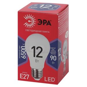 Лампа светодиодная ЭРА, 12(90) Вт, цоколь Е27, груша, холодный белый, 25000 ч, LED A60-12W-6500-E27