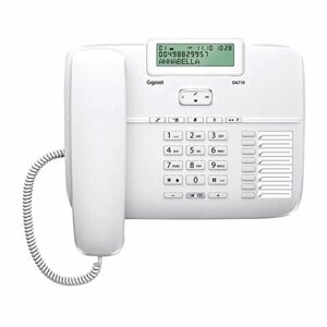 Телефон Gigaset DA710, память 100 номеров, спикерфон, тональный/импульсный режим, повтор, белый