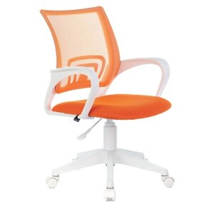 Кресло BRABIX Fly MG-396W, с подлокотниками, пластик белый, сетка, оранжевое, 532401