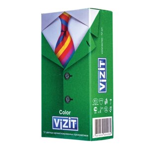 Презервативы латексные VIZIT Color, комплект 12 шт., цветные ароматизированные