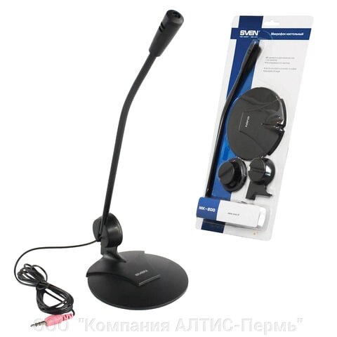 Микрофон настольный SVEN MK-200, кабель 1,8 м, 60 дБ, черный, SV-0430200 - доставка
