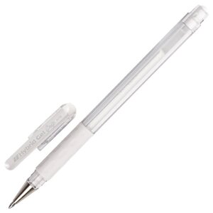 Ручка гелевая с грипом PENTEL Hybrid Gel Grip, БЕЛАЯ, узел 0,8 мм, линия письма 0,4 мм