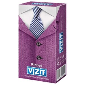 Презервативы латексные VIZIT Ribbed, комплект 12 шт., с ребрами