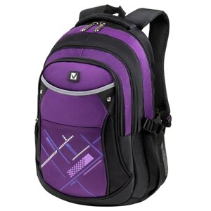 Рюкзак BRAUBERG HIGH SCHOOL универсальный, 3 отделения, Мамба, черный/фиолетовый, 46х31х18 см, 225525