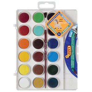Краски акварельные JOVI, 18 цветов, с кистью, пластиковая коробка, европодвес, 800/18