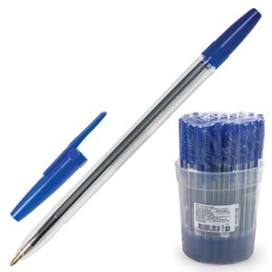Ручка шариковая Оптима, СИНЯЯ, корпус прозрачный, узел 1,2 мм, линия письма 1 мм, РО01