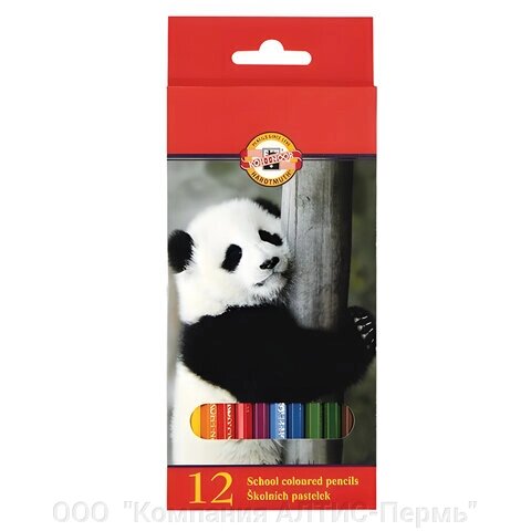 Карандаши цветные KOH-I-NOOR Animals, 12 цветов, грифель 2,8 мм, заточенные, европодвес, 3552/12 - акции