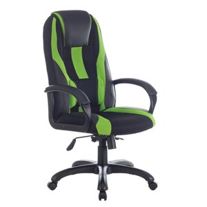 Кресло компьютерное BRABIX PREMIUM Rapid GM-102, экокожа/ткань, черное/зеленое, 532419