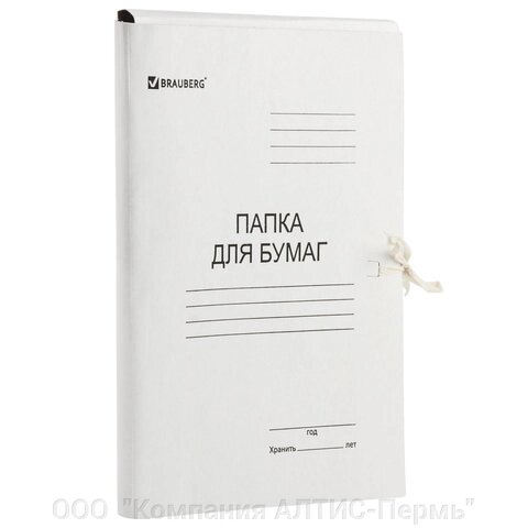 Папка для бумаг с завязками картонная BRAUBERG, гарантированная плотность 300 г/м2, до 200 листов, 124567 - Россия