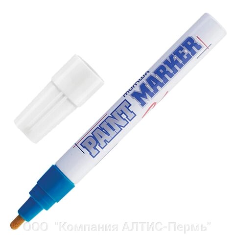 Маркер-краска лаковый (paint marker) MUNHWA, 4 мм, СИНИЙ, нитро-основа, алюминиевый корпус, PM-02 - наличие