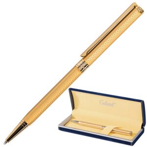 Ручка подарочная шариковая GALANT Stiletto Gold, тонкий корпус, золотистый, золотистые детали, пишущий узел 0,7 мм,