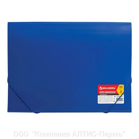 Папка на резинках BRAUBERG Business, А4, 6 отделений, пластиковый индекс, синяя, 0,5 мм, 224144 - гарантия
