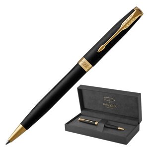 Ручка шариковая PARKER Sonnet Core Matt Black GT, черный матовый лак, позолота, черная, 1931519