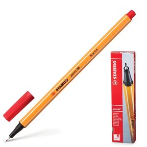 Ручка капиллярная (линер) STABILO Point, КРАСНАЯ, корпус оранжевый, толщина письма 0,4 мм, 88/40