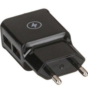 Зарядное устройство сетевое (220 В), RED LINE NT-2A, кабель microUSB 1 м, 2 порта USB, выходной ток 2,1 А, черное