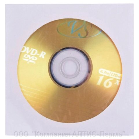 Диск DVD-R VS, 4,7 Gb, 16x, бумажный конверт (1 штука) - опт