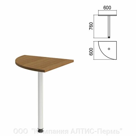 Стол приставной угловой Арго, 600х600х760 мм, орех/опора хром (КОМПЛЕКТ) - розница