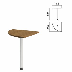 Стол приставной угловой Арго, 600х600х760 мм, орех/опора хром (КОМПЛЕКТ)