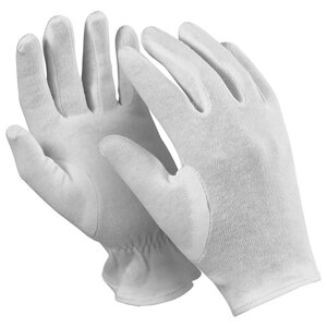 Перчатки хлопчатобумажные MANIPULA Атом, КОМПЛЕКТ 12 пар, размер 7 (S), белые, ТТ-44