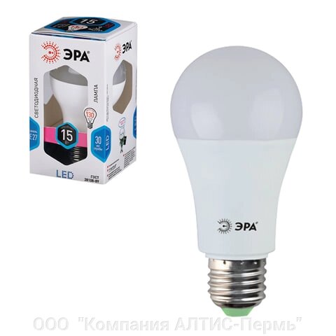 Лампа светодиодная ЭРА, 15 (130) Вт, цоколь E27, груша, холодный белый свет, 25000 ч., LED smd. A60-15w-840-e27 - особенности